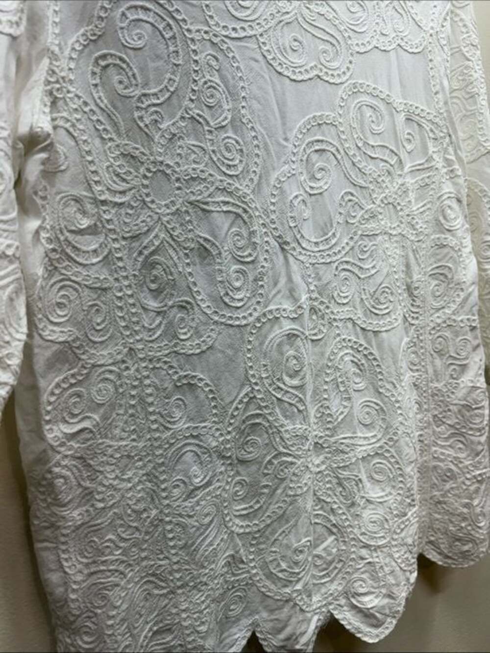 Chico's White Embroidered Scoop-Neck Blouse - Picture 5 of 11